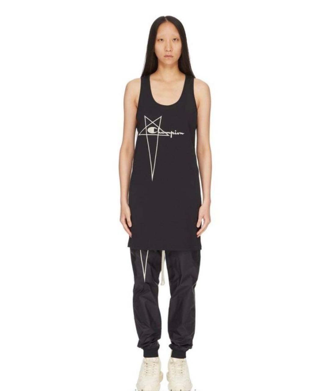 RICK OWENS Черное хлопковое повседневное платье, фото 2