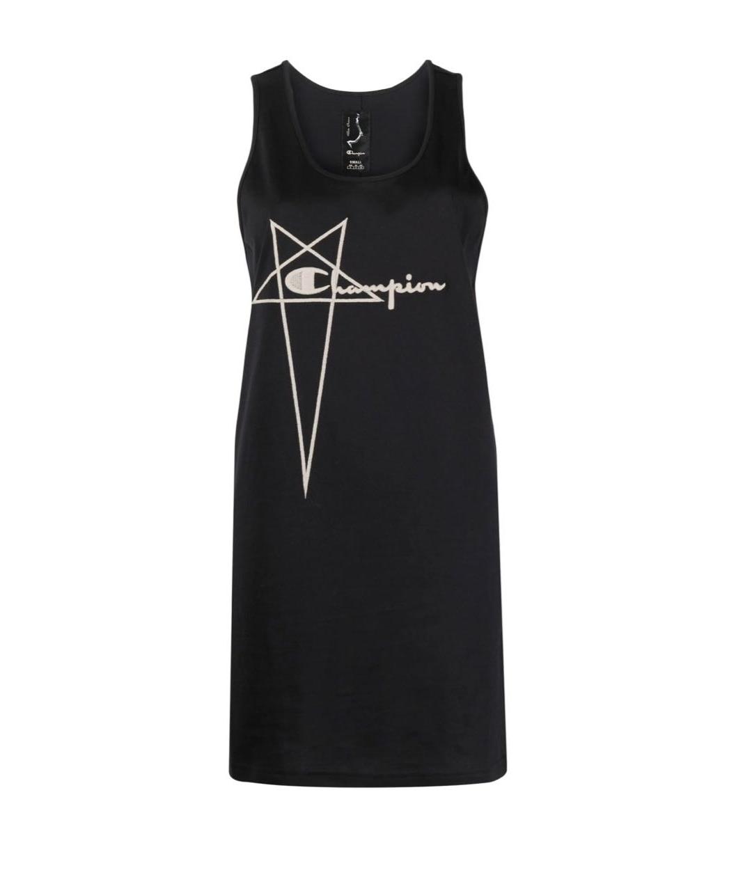 RICK OWENS Черное хлопковое повседневное платье, фото 1