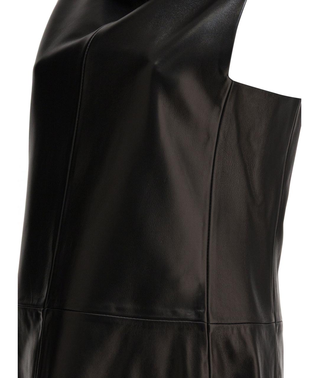 KHAITE Черное кожаное повседневное платье, фото 4