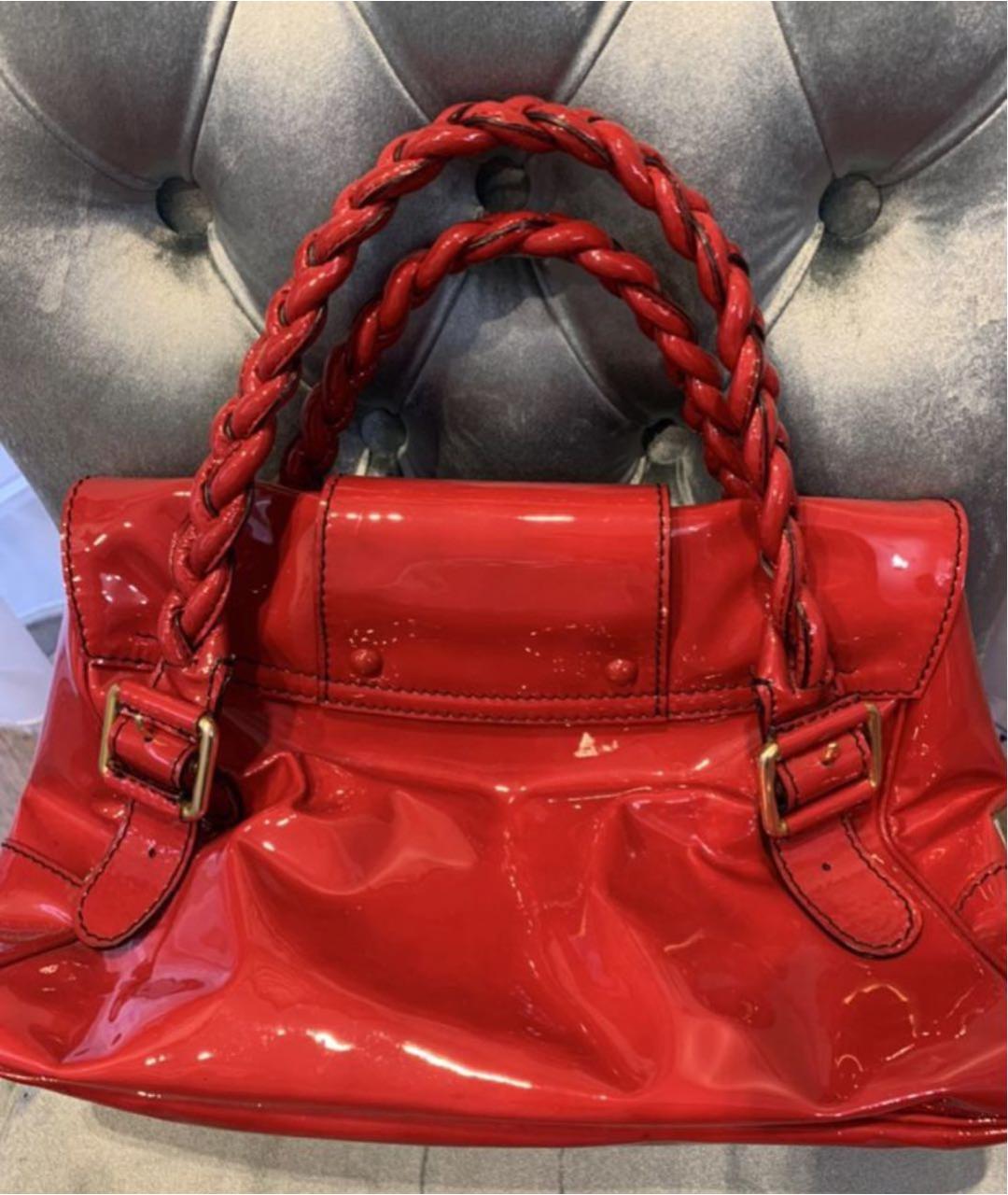 RED VALENTINO Красная сумка с короткими ручками из лакированной кожи, фото 3