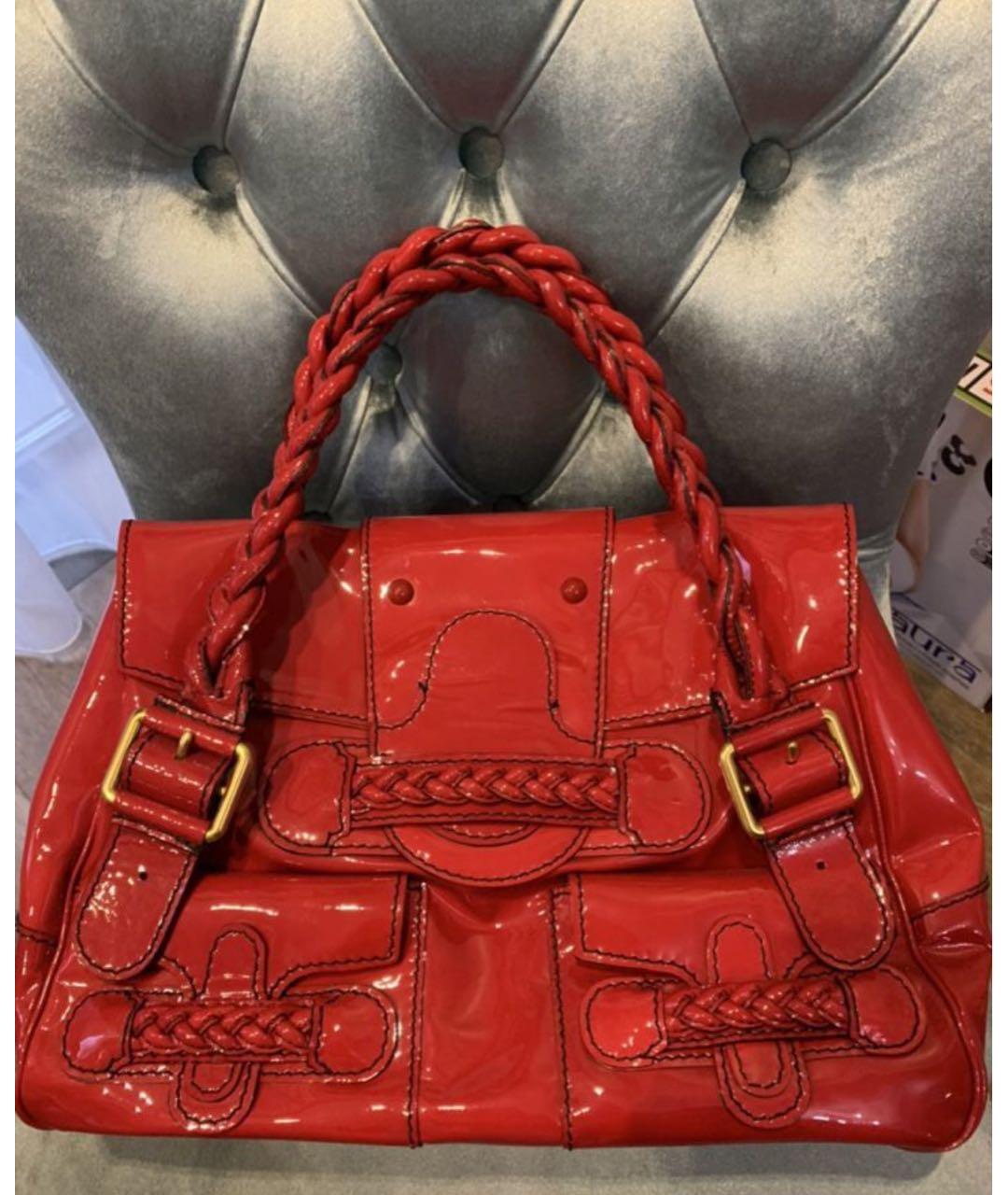 RED VALENTINO Красная сумка с короткими ручками из лакированной кожи, фото 5