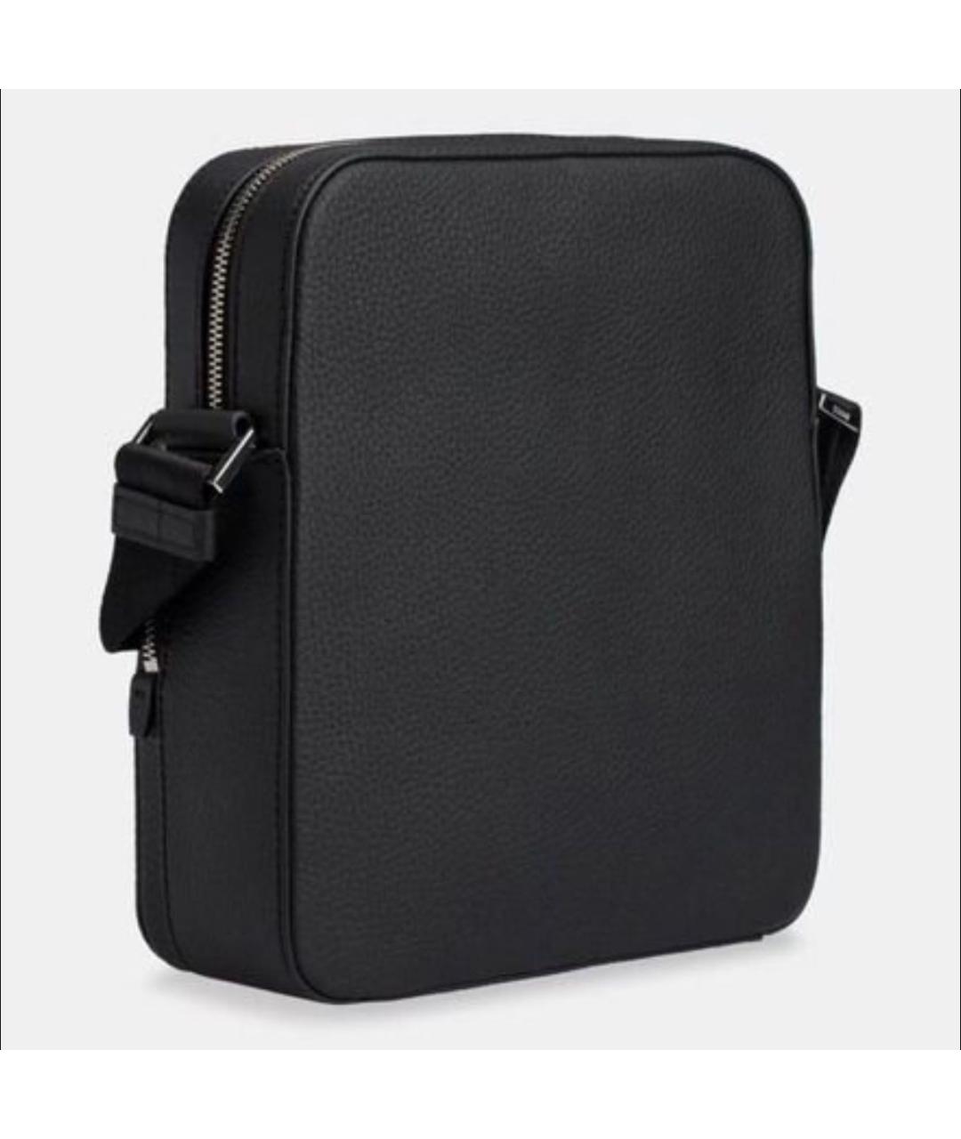 HUGO BOSS Черная кожаная сумка на плечо, фото 3