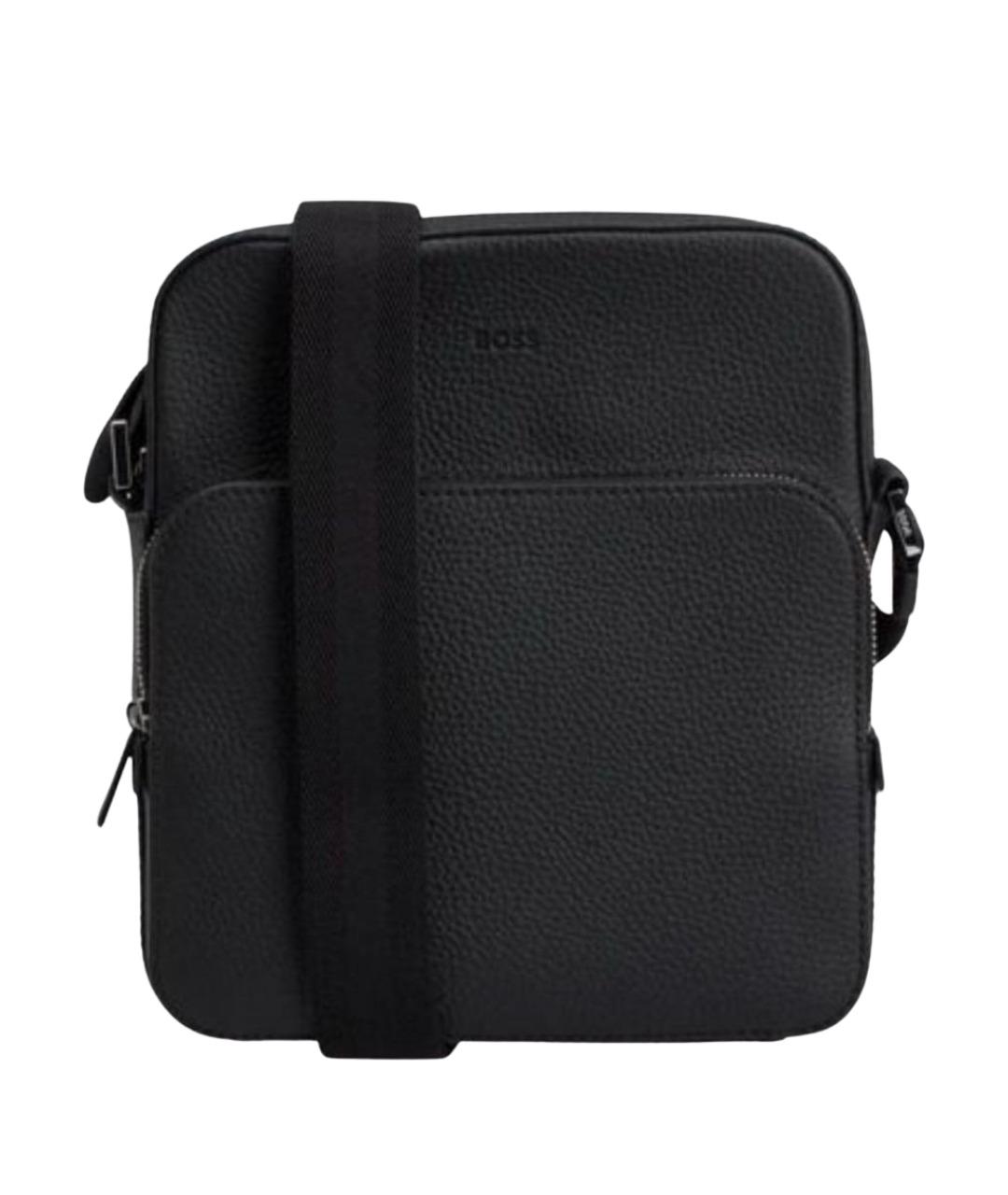 HUGO BOSS Черная кожаная сумка на плечо, фото 1