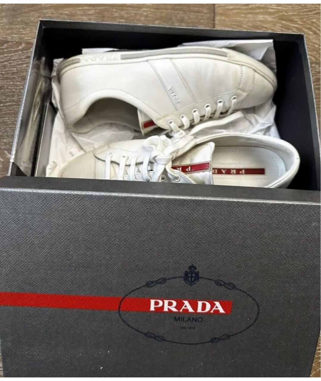 PRADA Белые кожаные кеды, фото 2