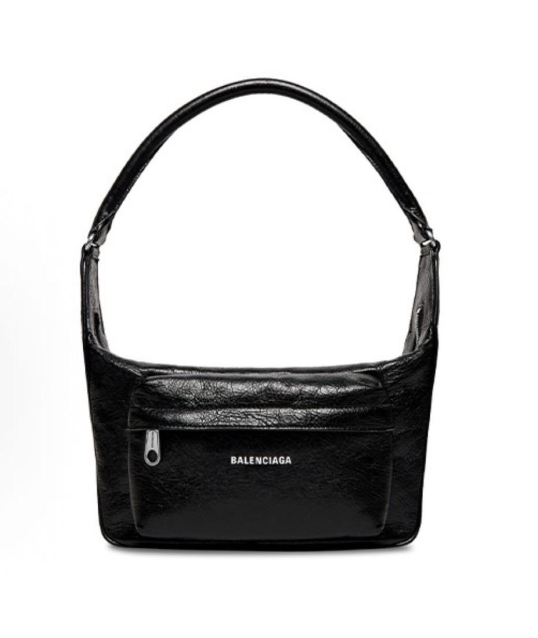 BALENCIAGA Черная сумка с короткими ручками из лакированной кожи, фото 6