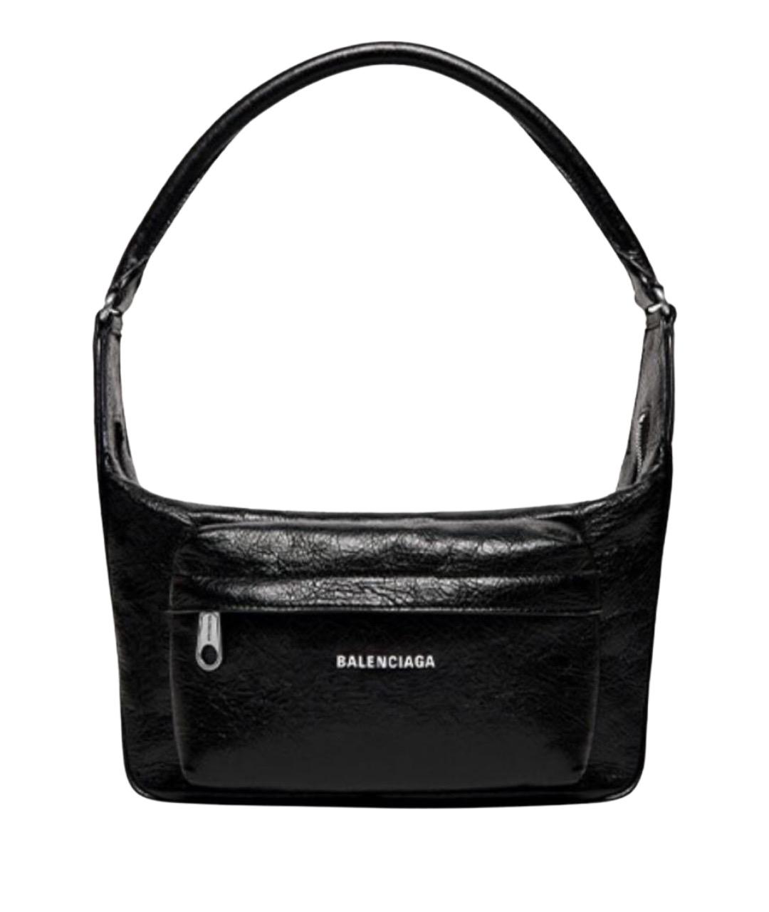 BALENCIAGA Черная сумка с короткими ручками из лакированной кожи, фото 1