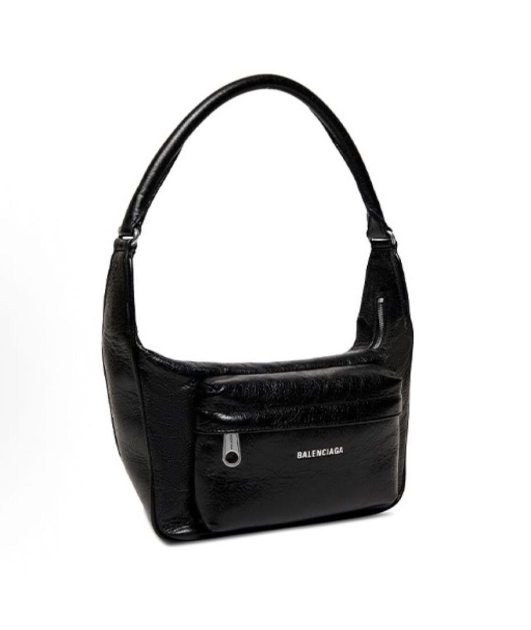 BALENCIAGA Черная сумка с короткими ручками из лакированной кожи, фото 2