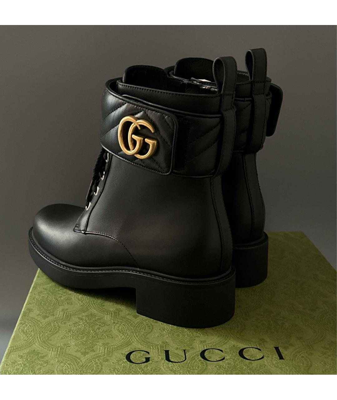 GUCCI Черные кожаные ботинки, фото 4