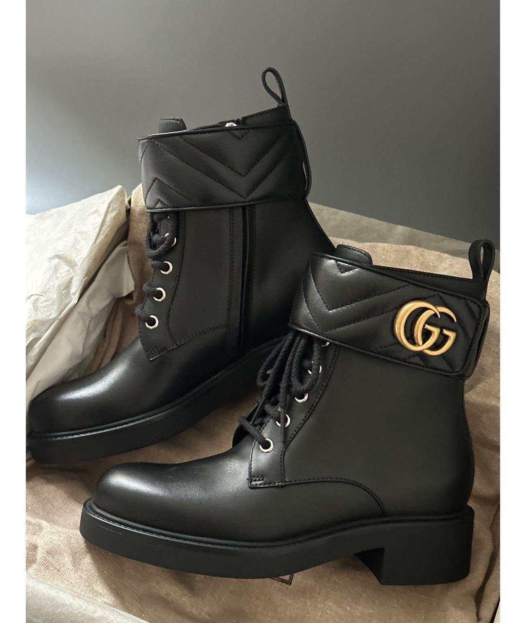 GUCCI Черные кожаные ботинки, фото 5