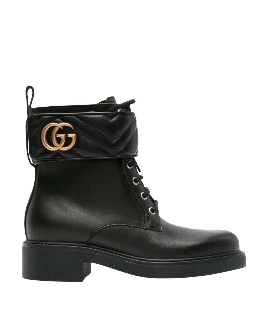 GUCCI Черные кожаные ботинки, фото 1