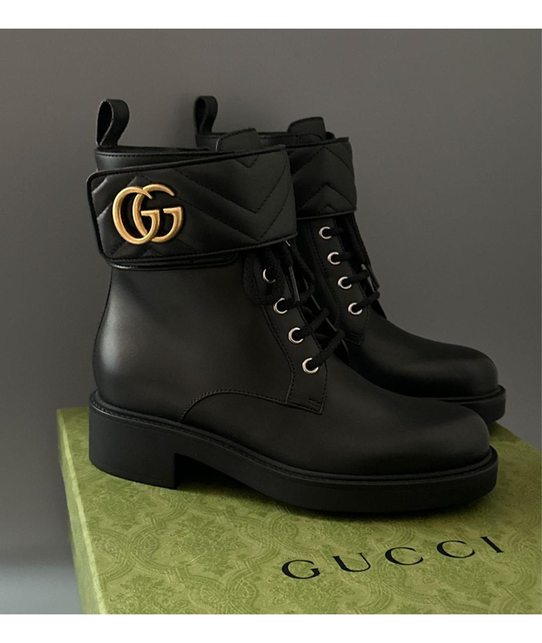 GUCCI Черные кожаные ботинки, фото 3