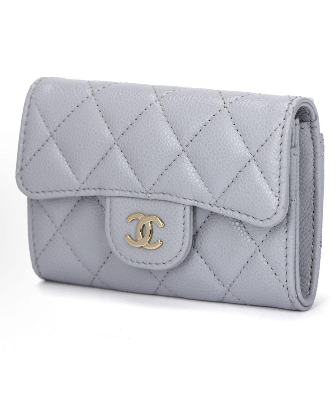 CHANEL Серый кожаный кошелек, фото 2
