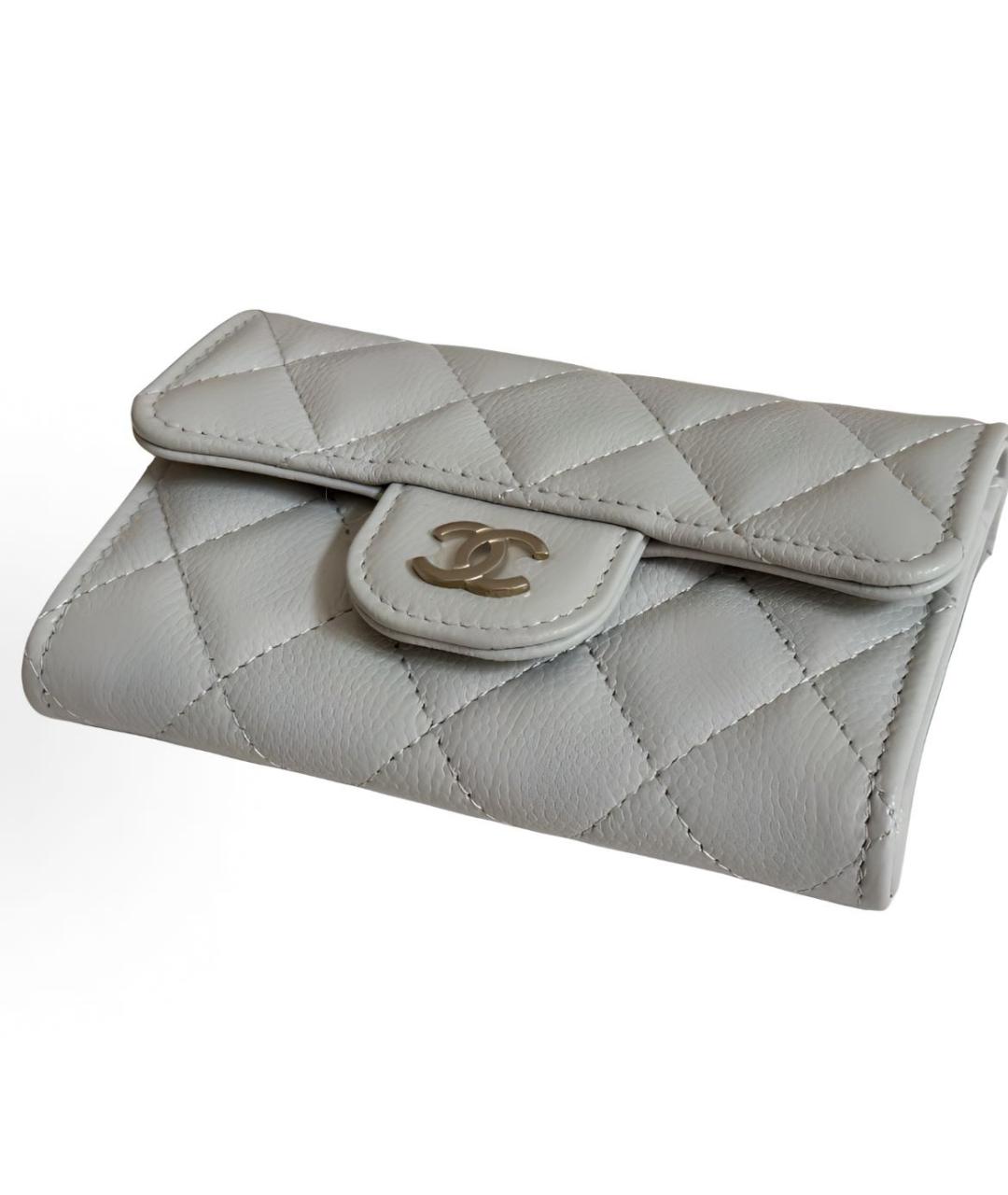 CHANEL Серый кожаный кошелек, фото 2