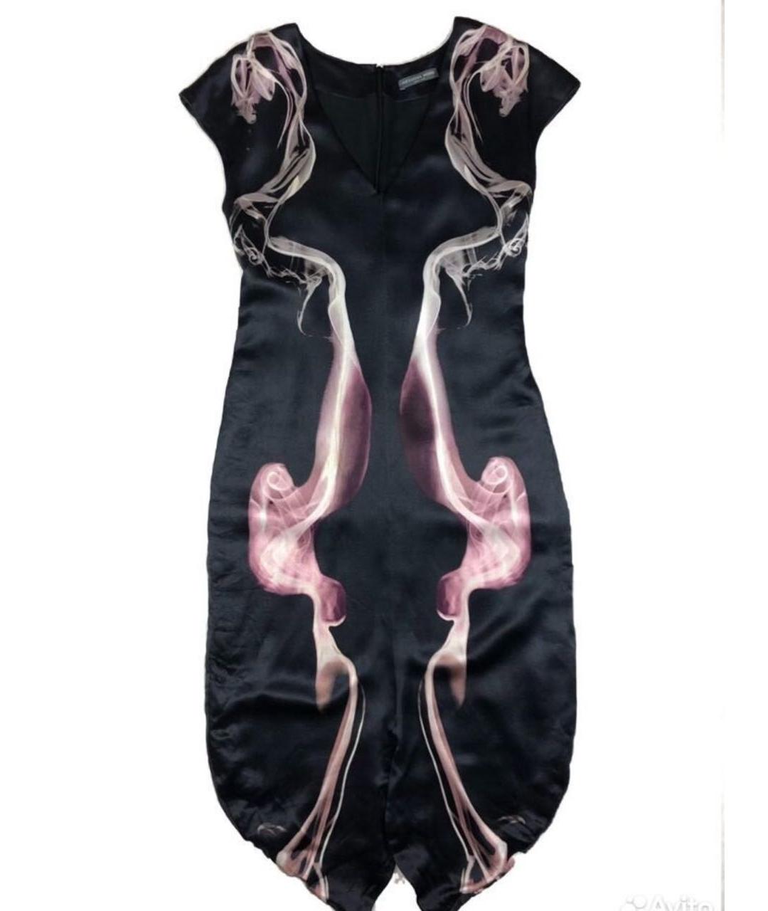 ALEXANDER MCQUEEN Черное ацетатное платье, фото 1