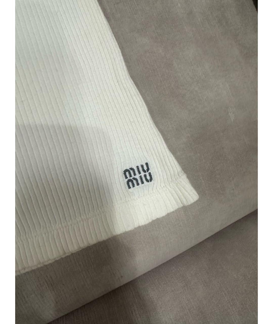 MIU MIU Белая хлопковая майка, фото 3