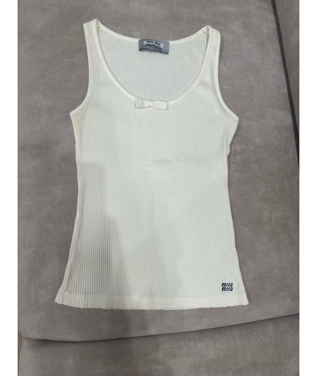 MIU MIU Белая хлопковая майка, фото 4