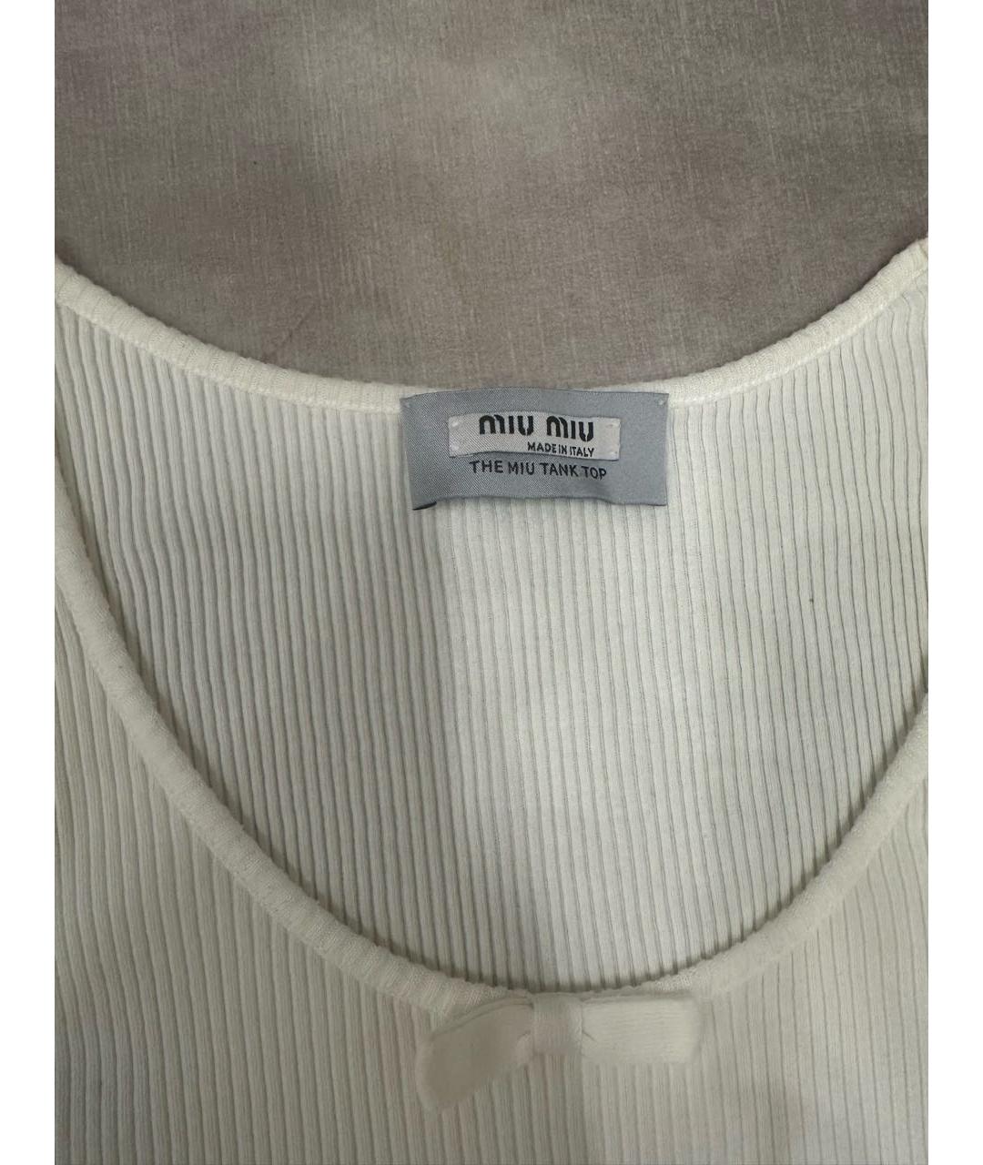 MIU MIU Белая хлопковая майка, фото 2