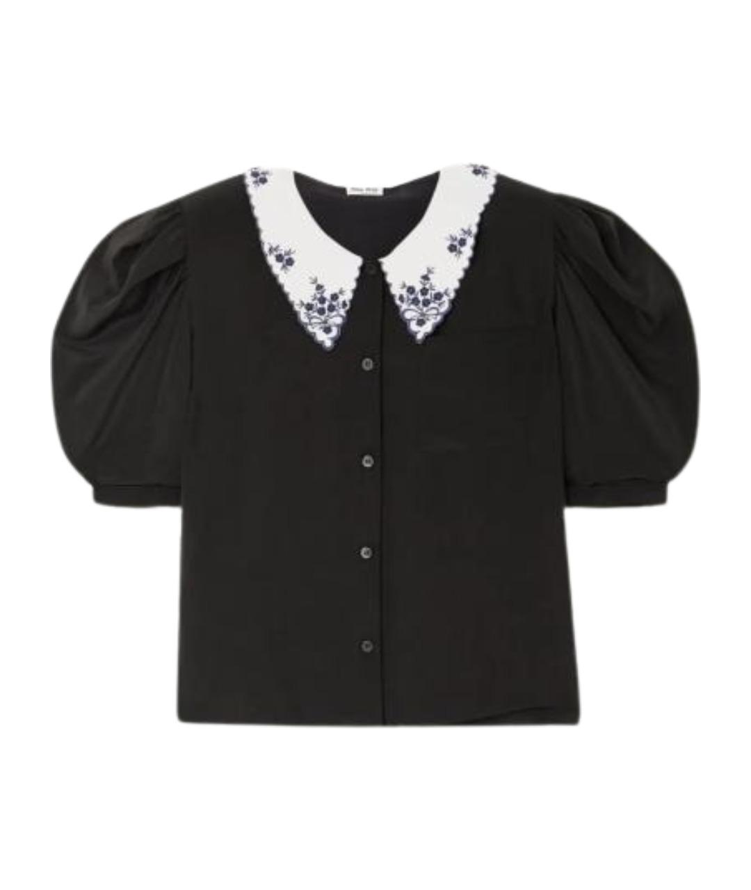 MIU MIU Черная шелковая блузы, фото 1