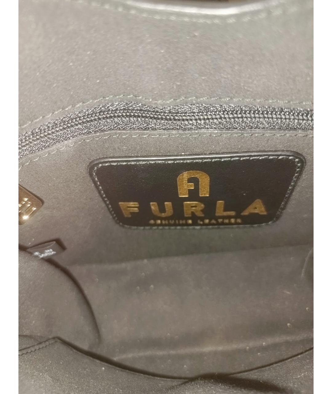 FURLA Черная кожаная сумка с короткими ручками, фото 4
