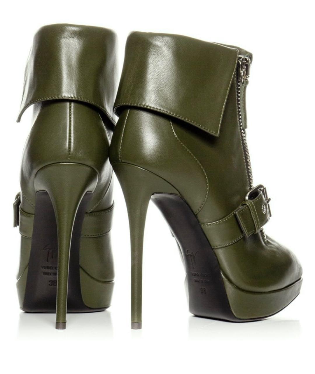 GIUSEPPE ZANOTTI DESIGN Зеленые кожаные ботильоны, фото 4