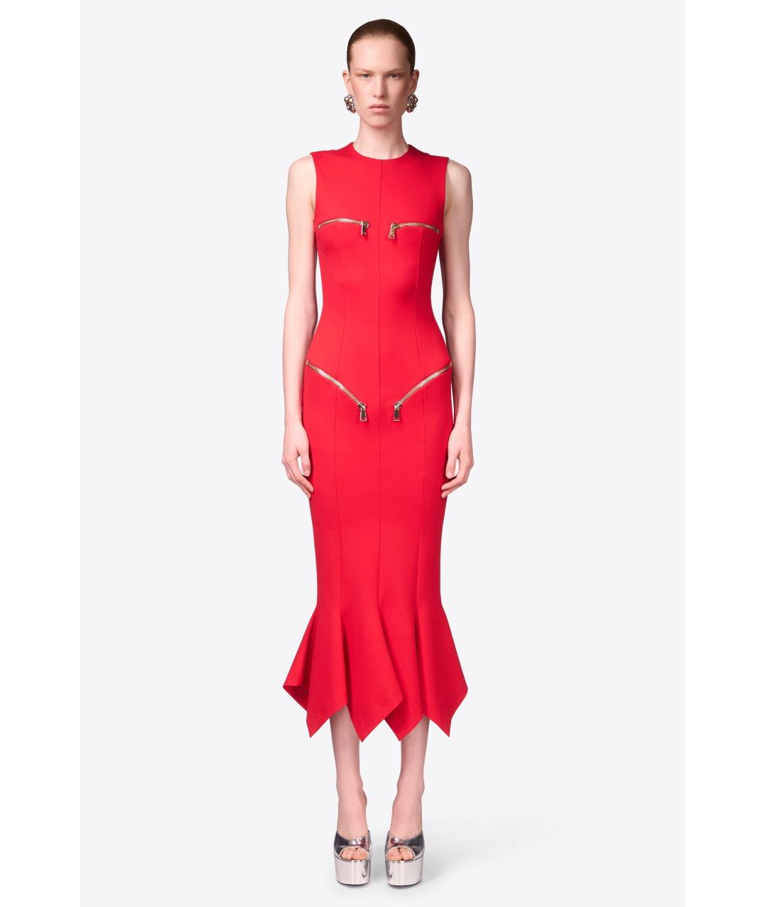 AREA Красное коктейльное платье, фото 5