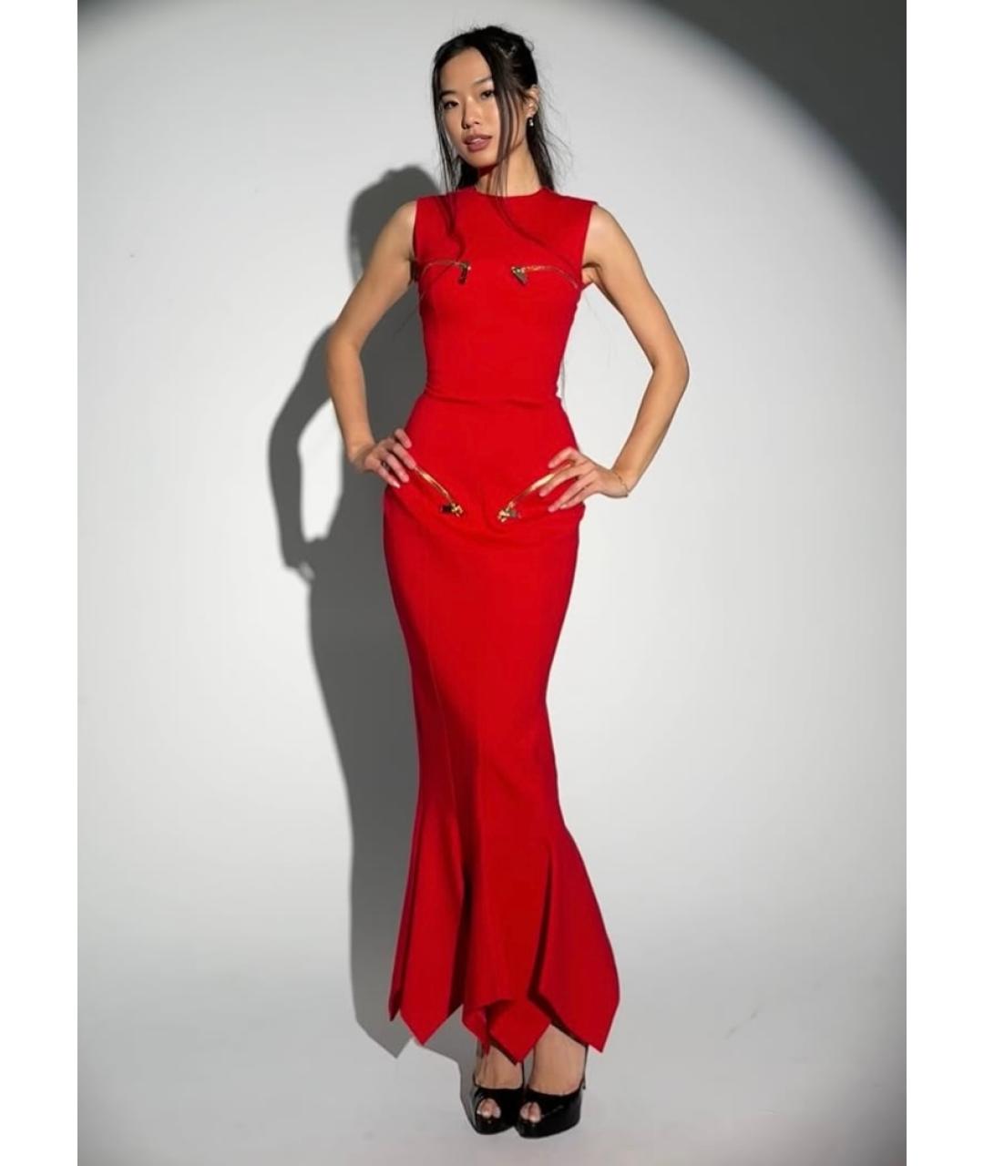 AREA Красное коктейльное платье, фото 3