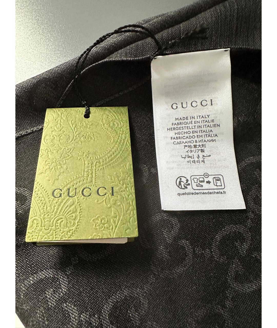 GUCCI Антрацитовый шерстяной шарф, фото 4