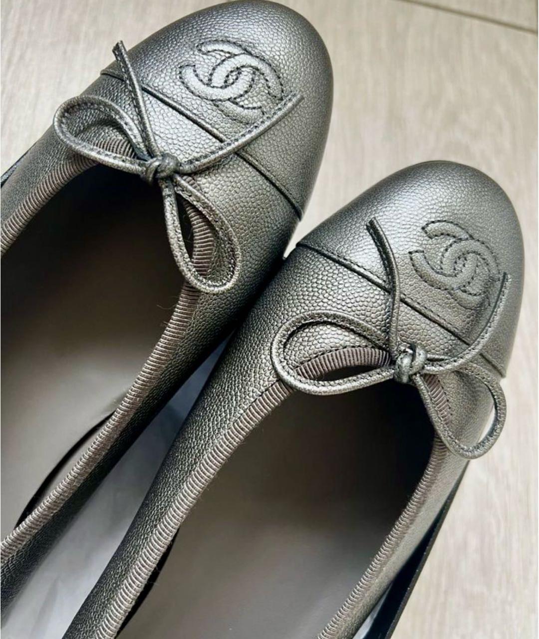 CHANEL Серые кожаные балетки, фото 7