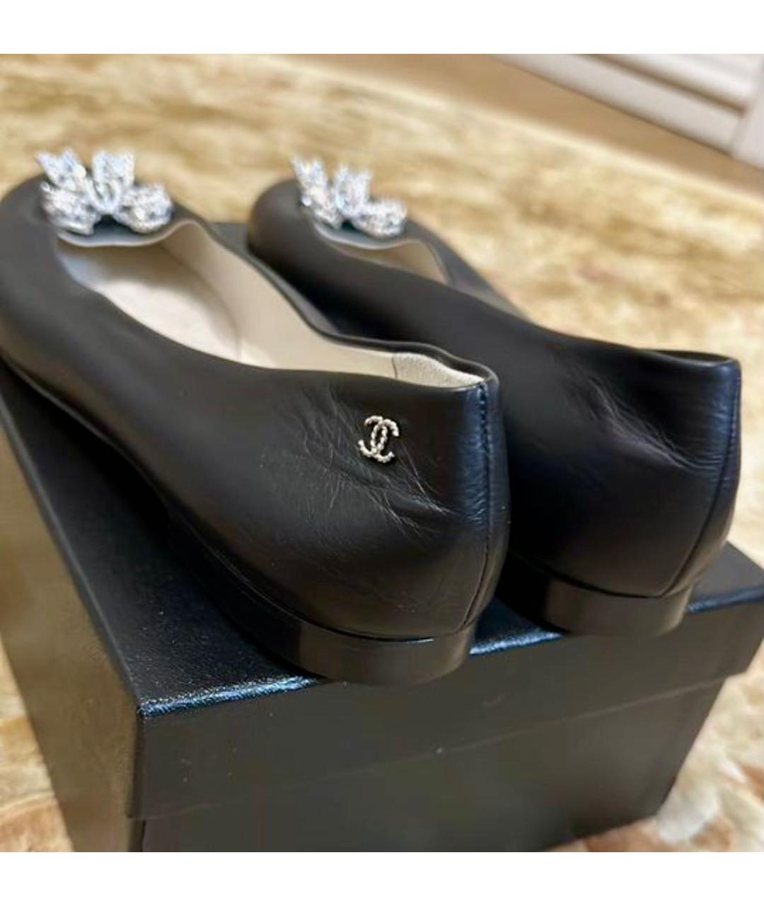 CHANEL Черные кожаные балетки, фото 5