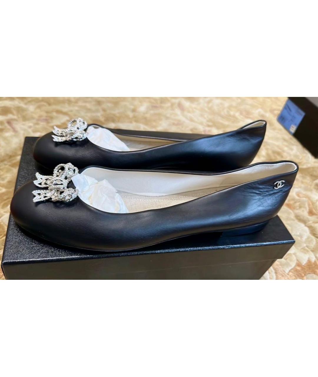 CHANEL Черные кожаные балетки, фото 9