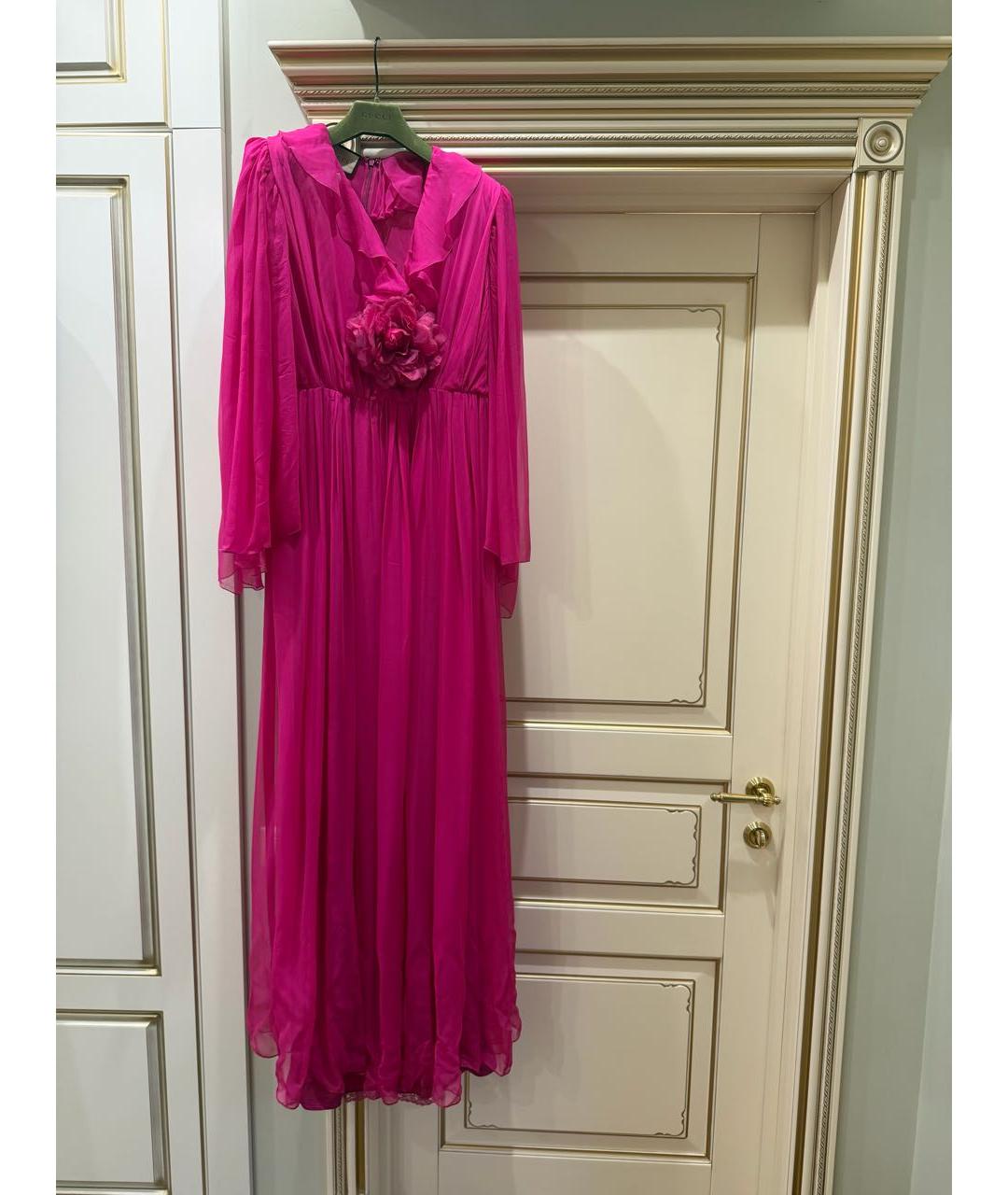 GUCCI Фуксия шелковое вечернее платье, фото 7