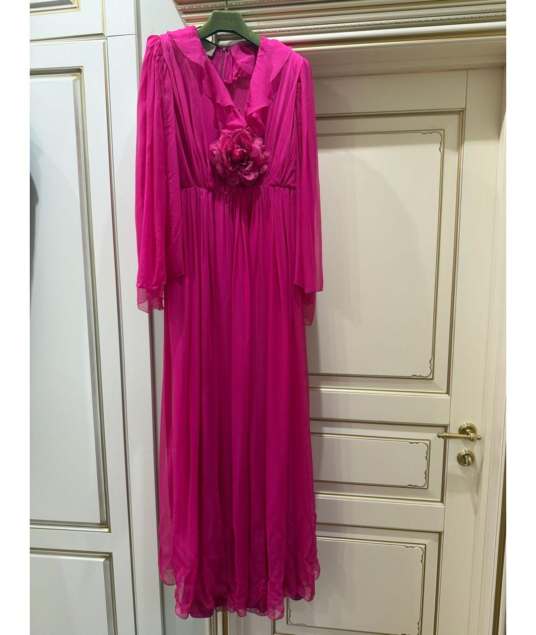 GUCCI Фуксия шелковое вечернее платье, фото 2
