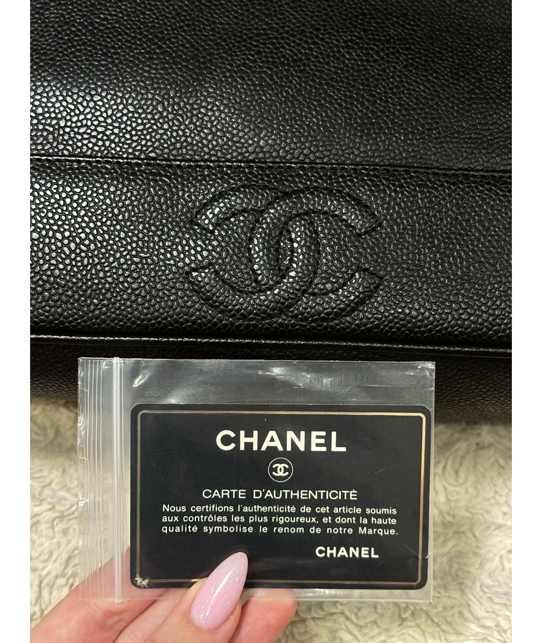 CHANEL Черная кожаная сумка тоут, фото 6