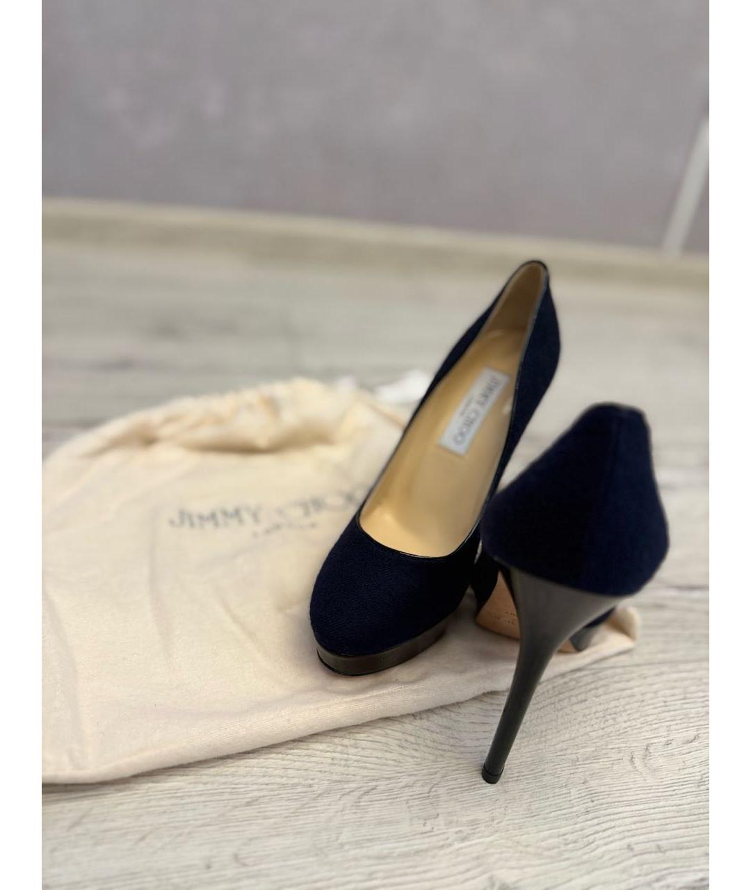JIMMY CHOO Темно-синие текстильные туфли, фото 6