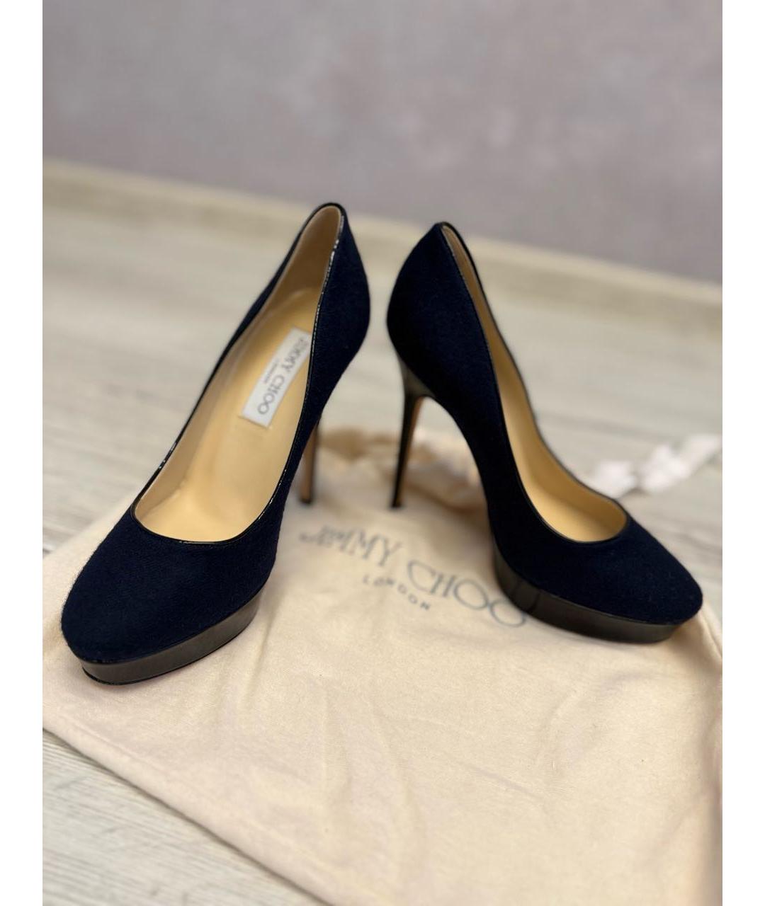 JIMMY CHOO Темно-синие текстильные туфли, фото 5