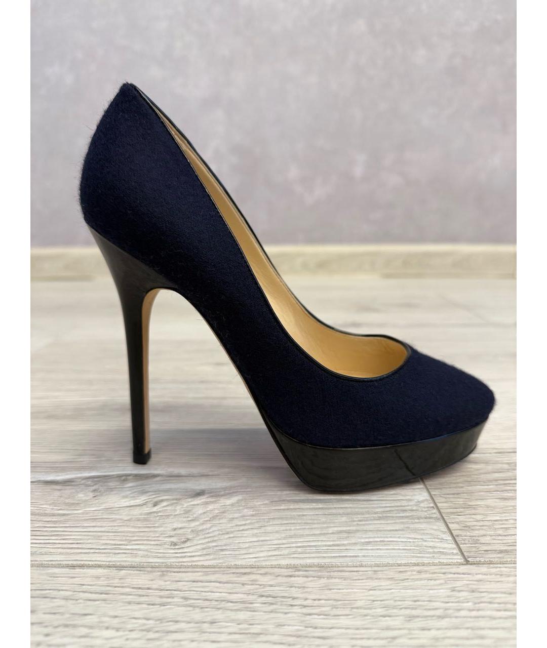 JIMMY CHOO Темно-синие текстильные туфли, фото 8