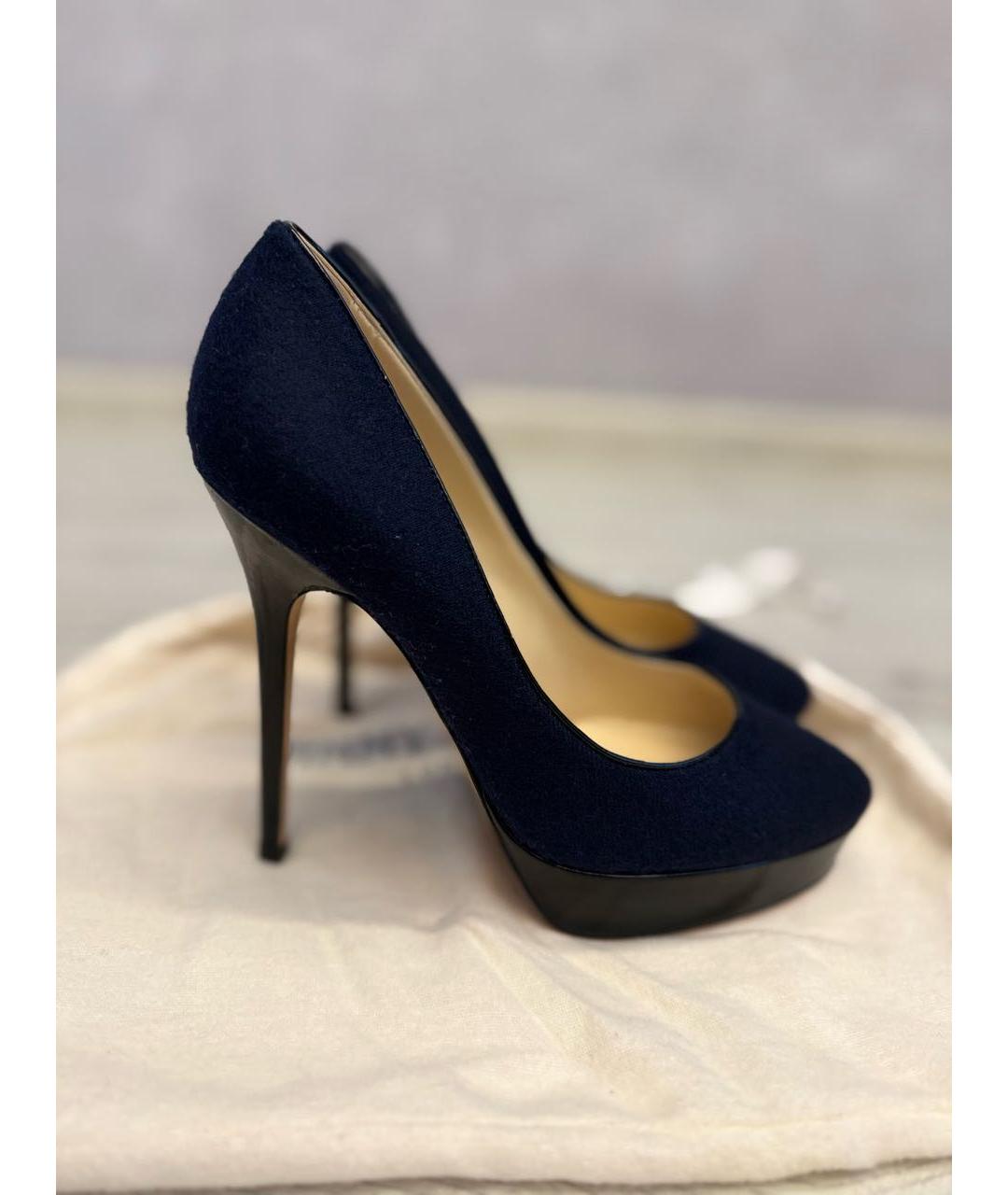 JIMMY CHOO Темно-синие текстильные туфли, фото 7