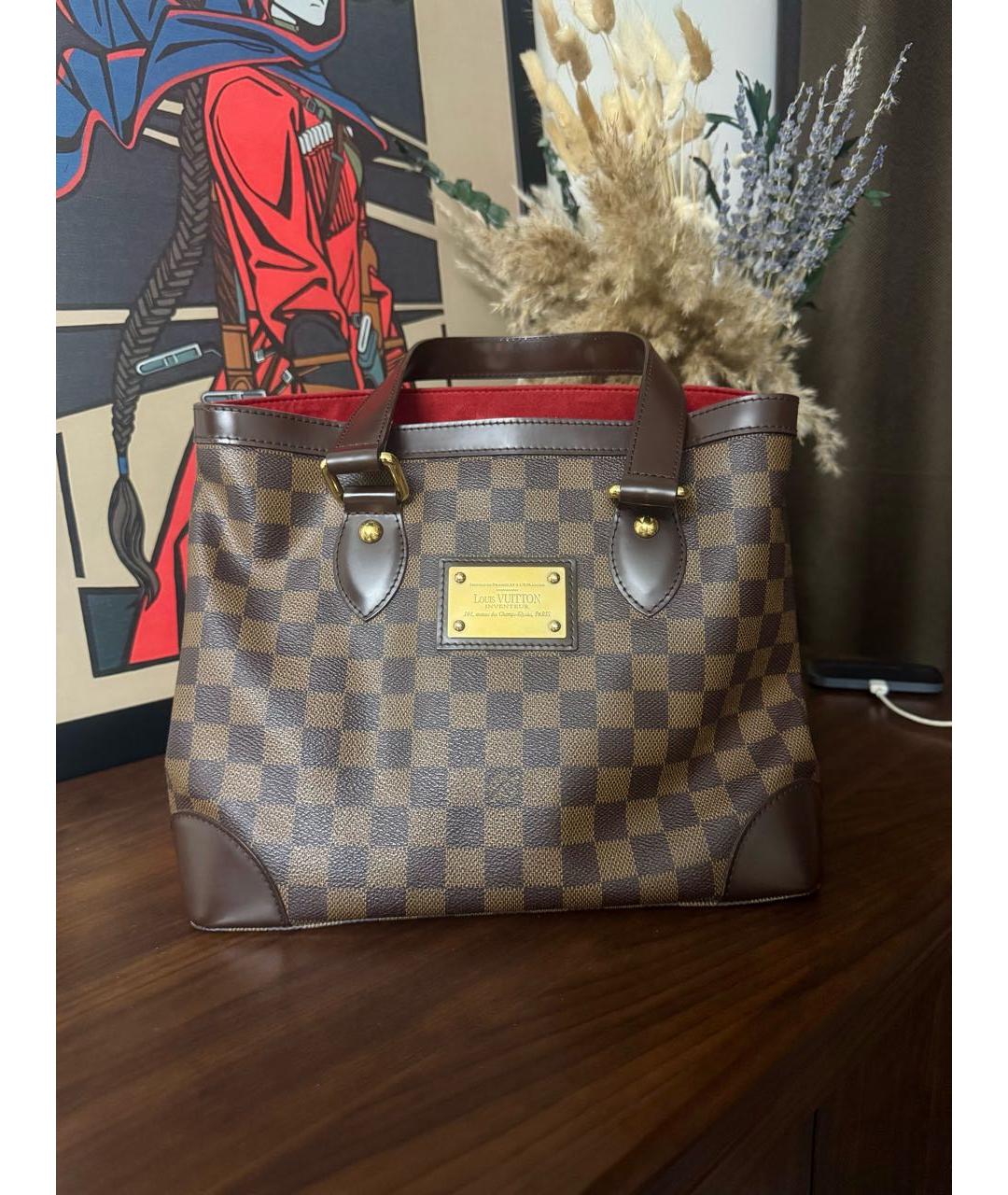 LOUIS VUITTON Коричневая кожаная сумка тоут, фото 8