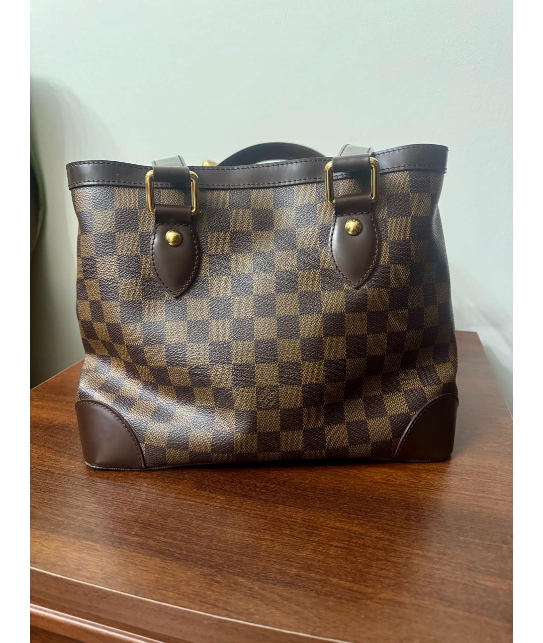 LOUIS VUITTON Коричневая кожаная сумка тоут, фото 3