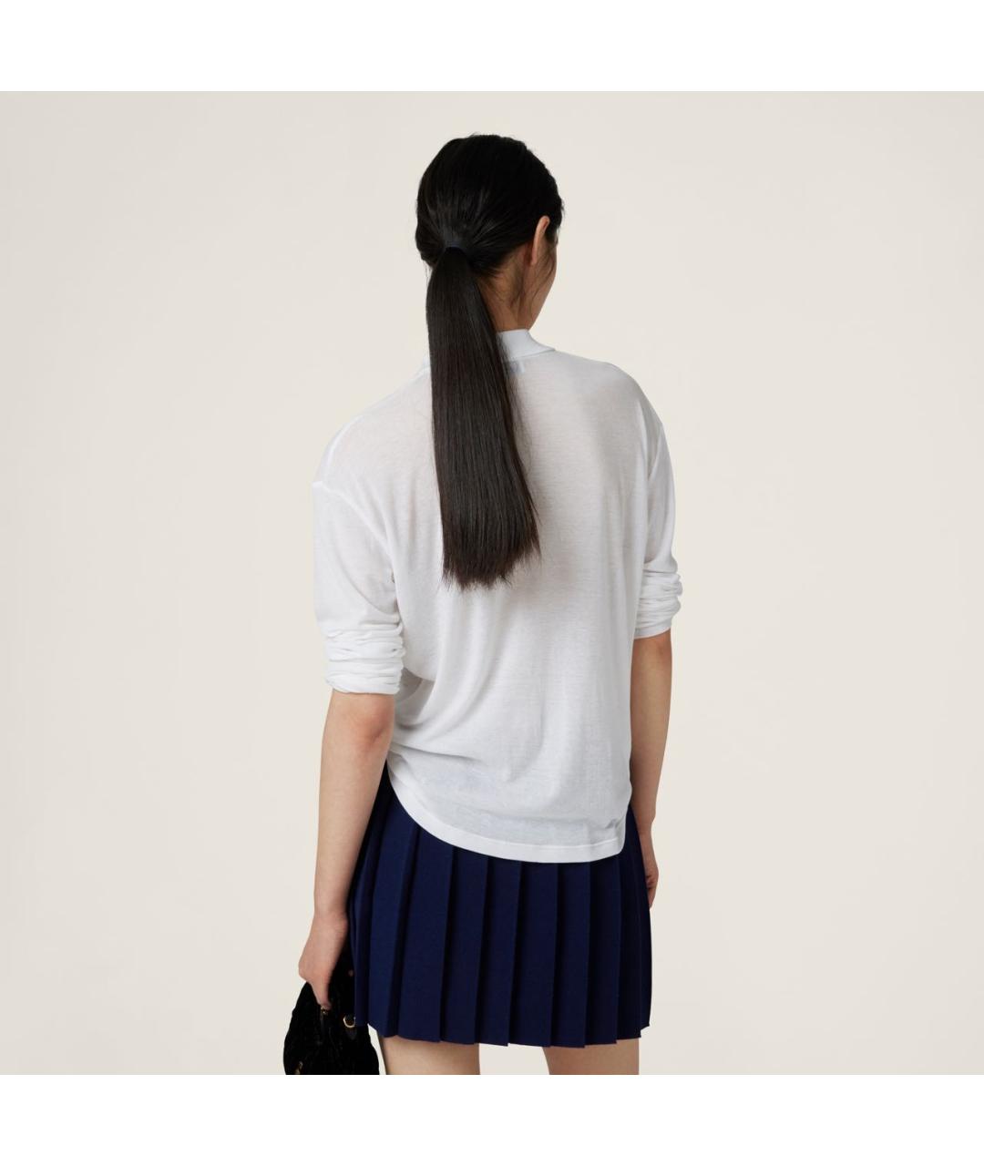 MIU MIU Белая хлопковая футболка, фото 3