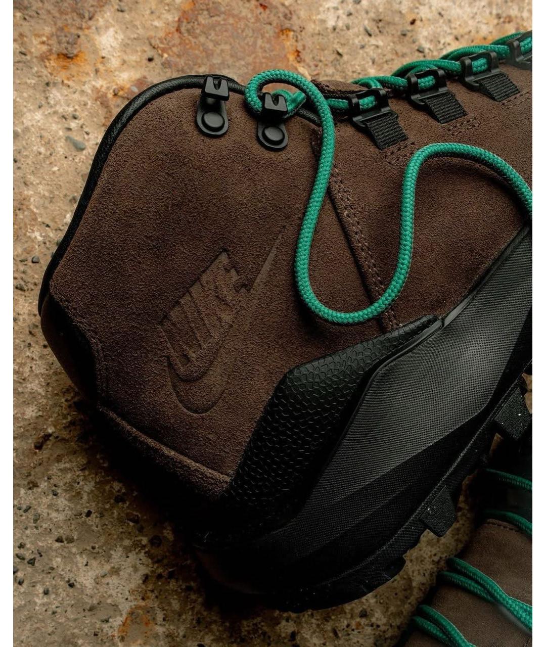 NIKE Коричневые кожаные высокие кроссовки / кеды, фото 7