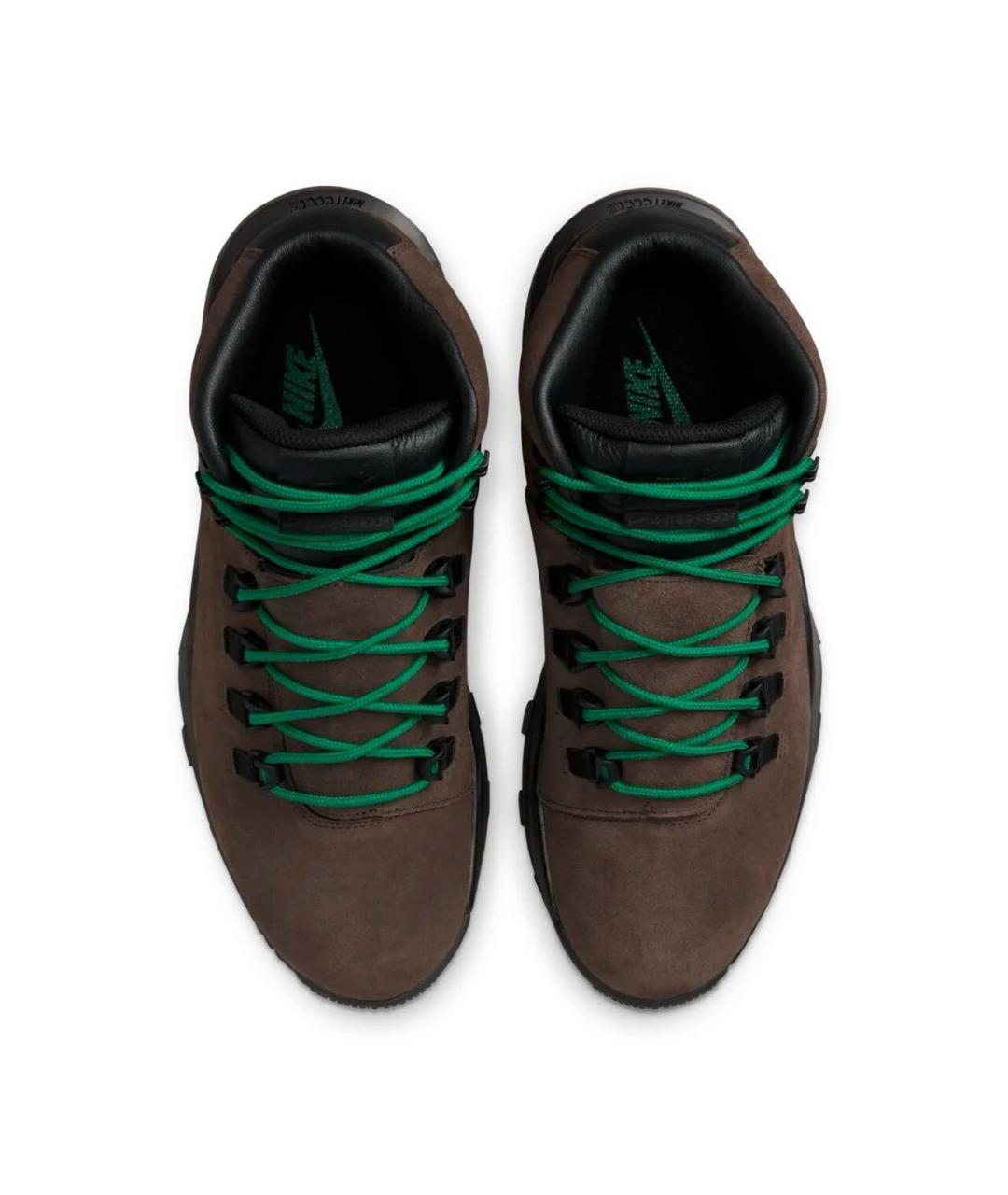 NIKE Коричневые кожаные высокие кроссовки / кеды, фото 3