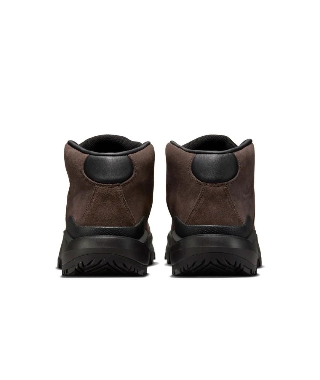 NIKE Коричневые кожаные высокие кроссовки / кеды, фото 4