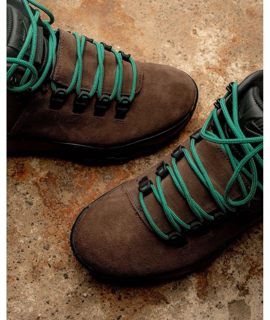 NIKE Коричневые кожаные высокие кроссовки / кеды, фото 6