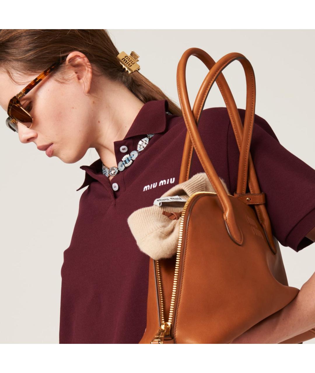 MIU MIU Бордовая хлопковая футболка, фото 4
