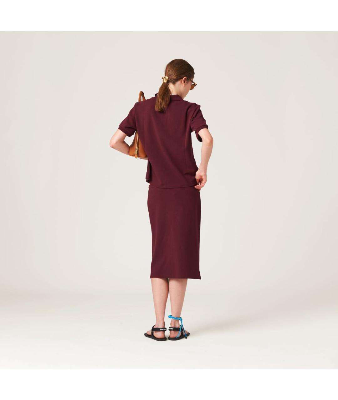 MIU MIU Бордовая хлопковая футболка, фото 3