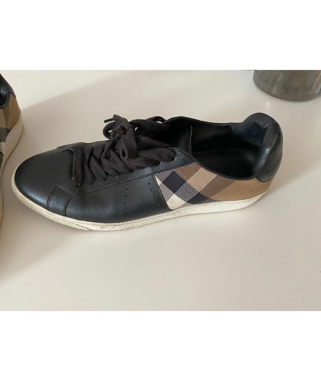 BURBERRY Черные кожаные низкие кроссовки / кеды, фото 3