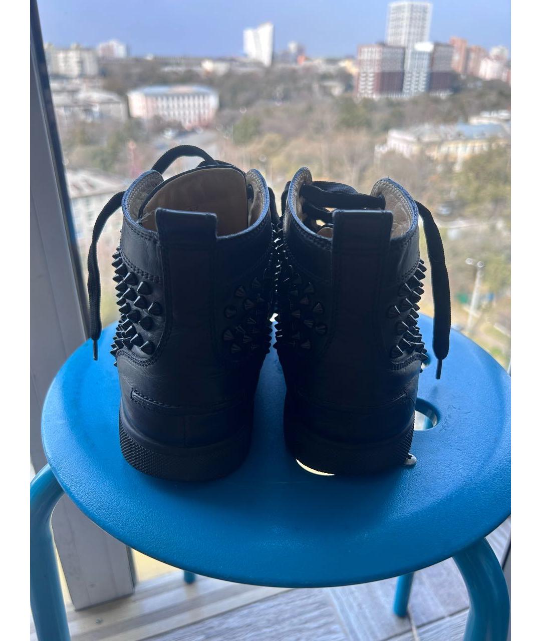 CHRISTIAN LOUBOUTIN Черные кожаные кеды, фото 4