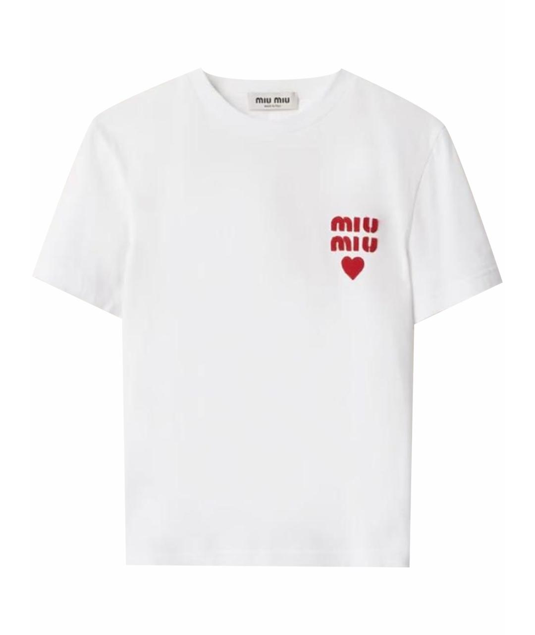 MIU MIU Белая хлопковая футболка, фото 1