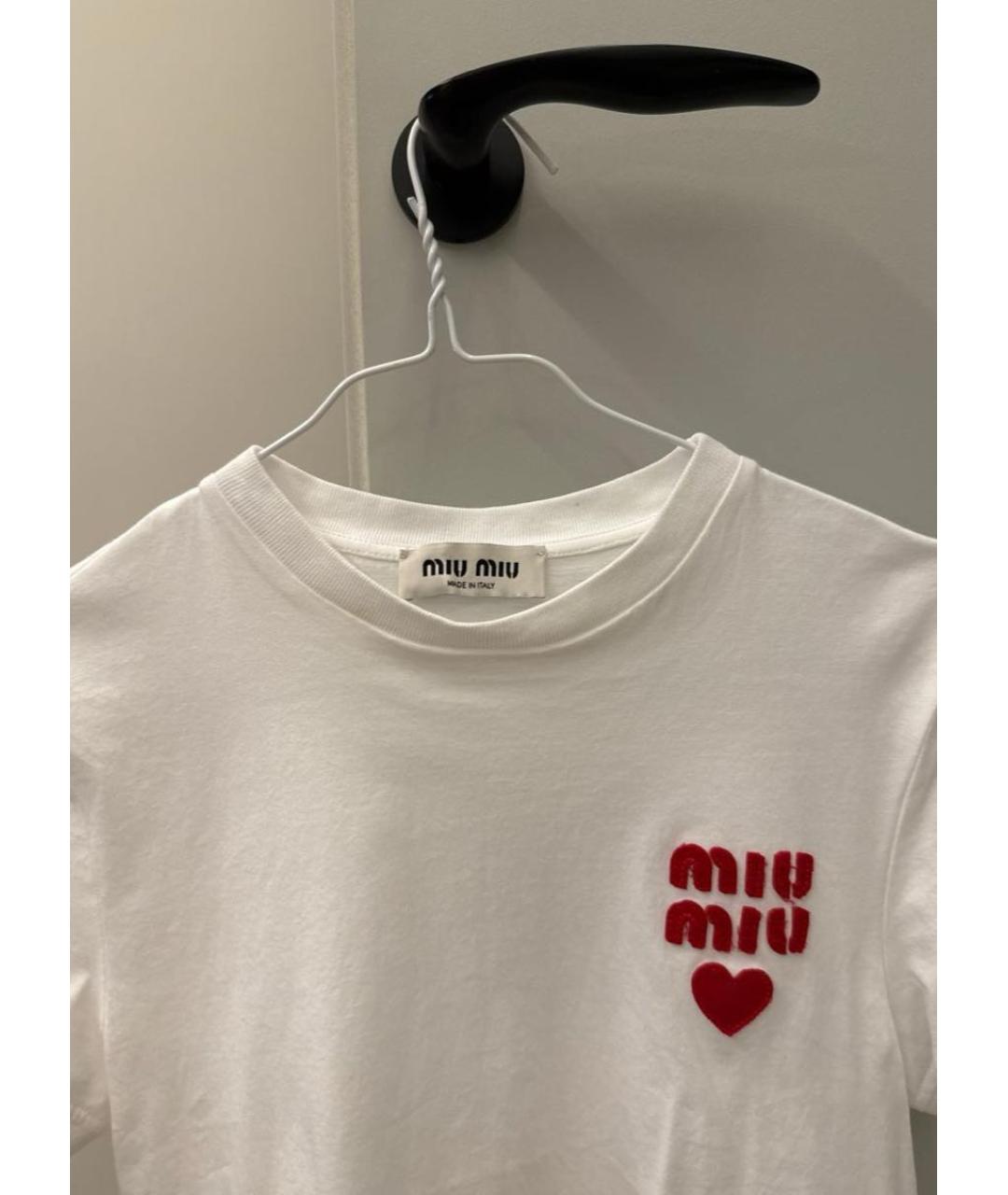 MIU MIU Белая хлопковая футболка, фото 4